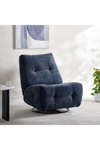 Panan Single Seater Recliner Chair (rocking With Swiel) - Navy Blue