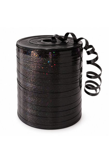 Rola Panglica Laser pentru Baloane si Cadouri, Flippy, 5 mm x 457 m, Efect Lucios, Negru