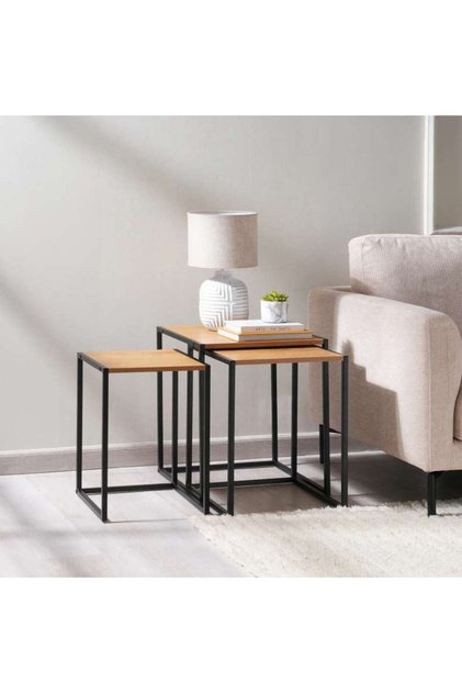 Pavia Nest Of Table Set Of 3 Melamine - Natural Black