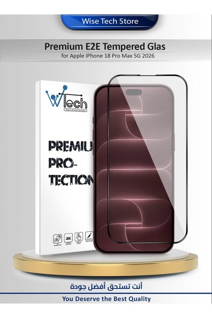 Apple iPhone 18 Pro Max 5G 2026 Premium E2E Series Full Glue Full Cover Tempered Glass Clear/Black