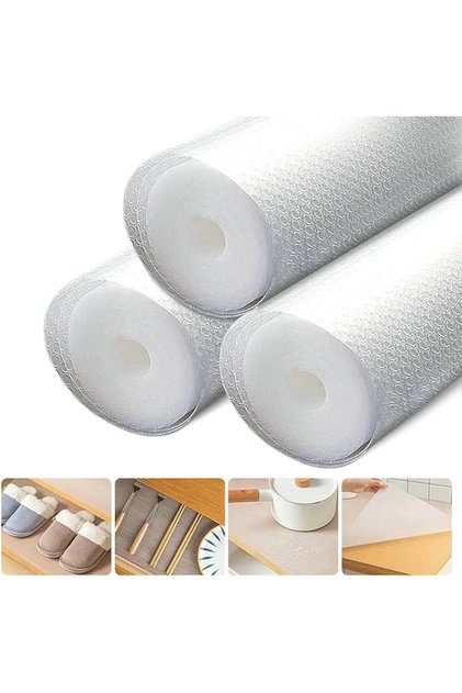 بطانة الأرفف، 3 لفات مقاس 150×30 سم، حصائر لأدراج المطبخ، بطانة أدراج غير قابلة للانزلاق وغير لاصقة، مصنوعة من مادة EVA