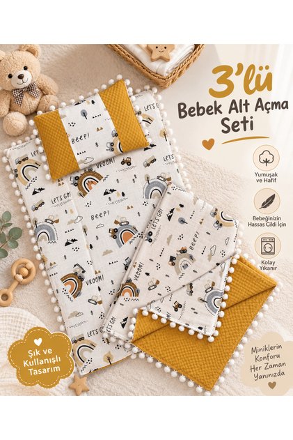 Baby Changing Set with Blanket, Mat, Muslin, Baby Pillow, Newborn, Crib, Baby Products