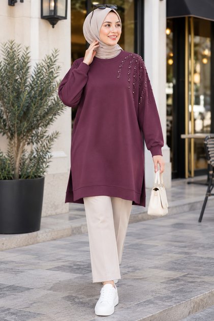 Tek Omzu Taşlı Tunik 6204