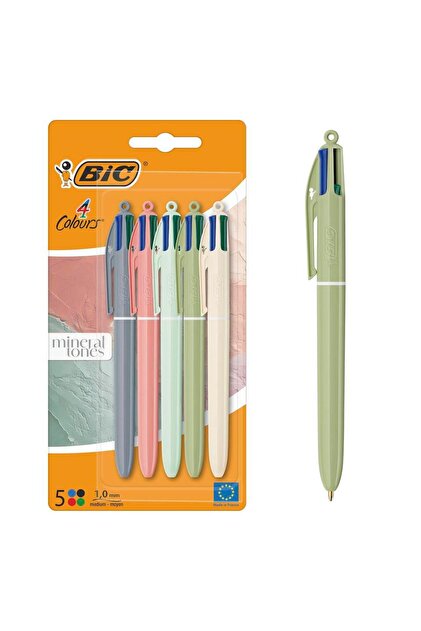 4 Colours Mineral Tones 4 Renkli Tükenmez Kalem 1.0 mm 5'li Set