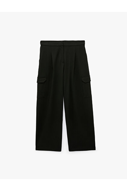 Cepli Pileli Geniş Paça Kargo Baggy Kumaş Pantolon