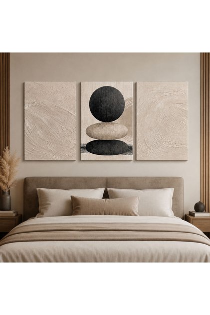 Doğal Denge Kanvas Duvar Tablosu - 3'lü Canvas Tablo Seti - VOOV4365