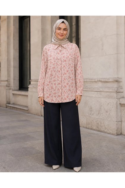 Floral Pattern Pocket Detail Shirt