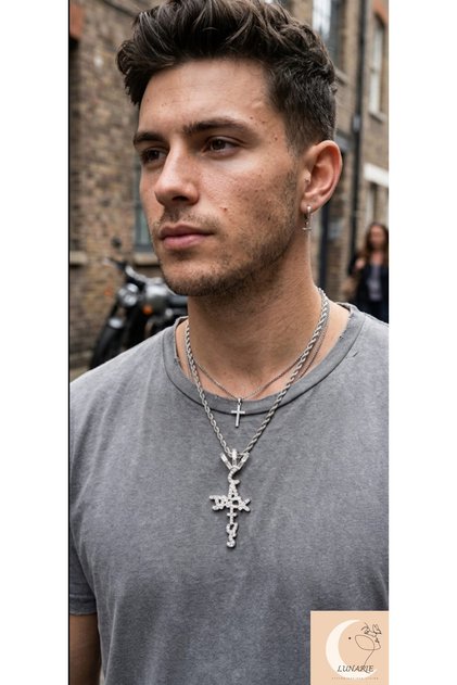 Cactus Jack Figured Necklace – Silver Color Zircon Stone Iced Out Non-Tarnish Steel Street Style Necklace