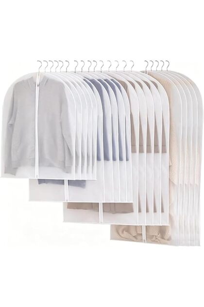 Hanging Garment Bags 20 Packs, Zippered Hanging Clothes Storage Bag, Equipped With 80-140cm M
