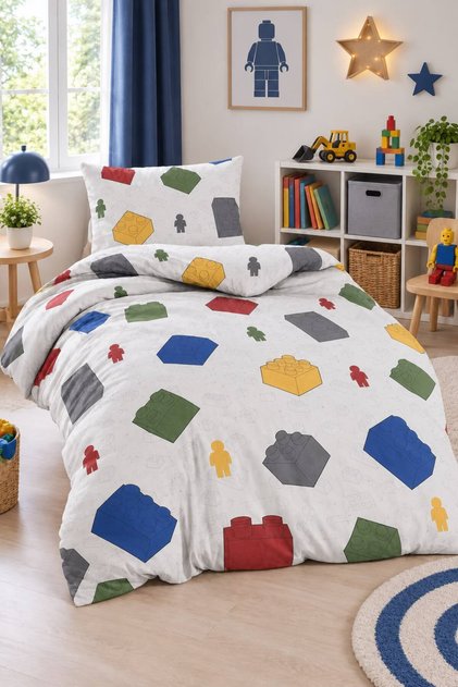Junior Duvet Cover Set Single Size Lego Navy Blue