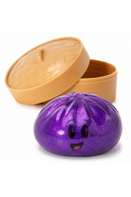 Jucarie Interactiva Dumpling Squishy, selexmo, Model Emoji Bun cu Sclipici, Jucarie Antistres