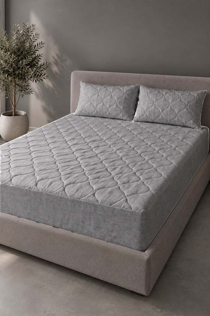 Liquid-Proof Quilted Fitted Full Edge Mattress Protector Mattress Cover Melange Gray