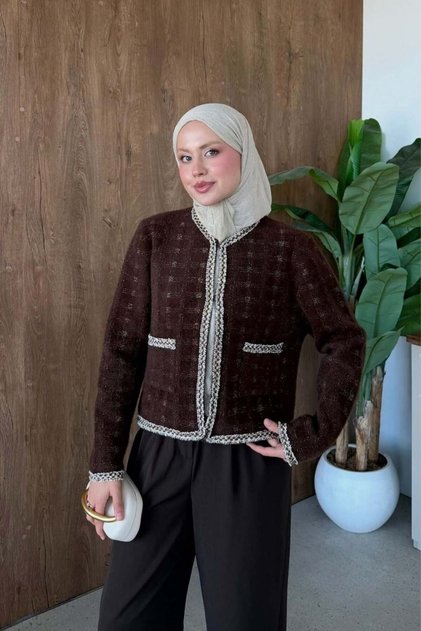 Elera Glitter Angora Jacket Brown