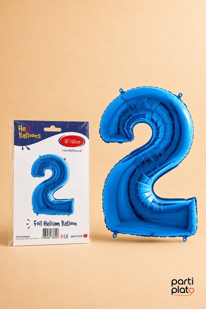 Blue Foil Balloon Number 2 16 Inch 40 Cm, 2 Year Old Balloon, Birthday Party Decoration