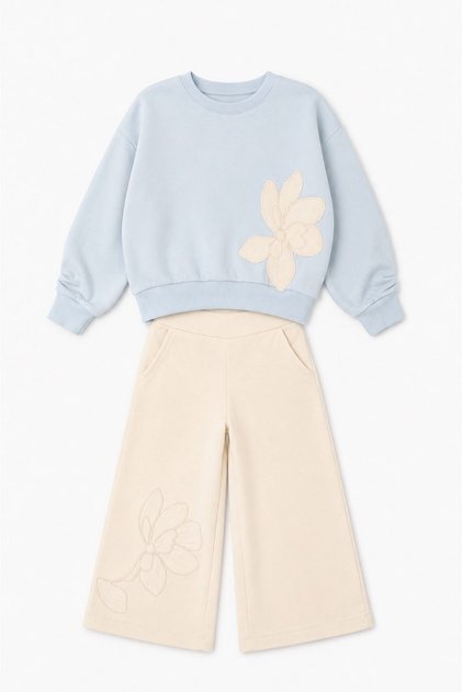 4-8 Years Old Dahlia Rosel Girl's Set - Baby Blue