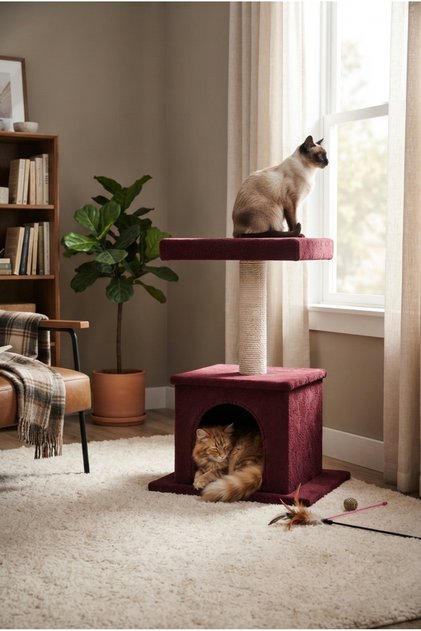 P1 Cat Scratching Post Bed Nest Cat-Friendly Fabric with Wide Nest