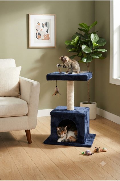 P1 Cat Scratching Post Bed Nest Cat-Friendly Fabric with Wide Nest