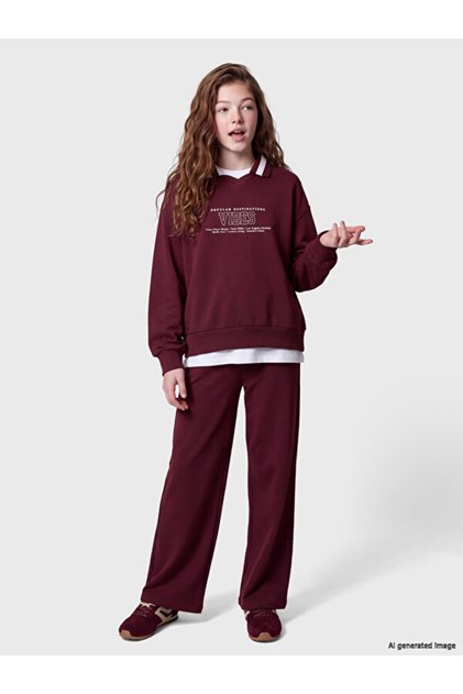 Esvab • Modern & Distinctive Devrik Roba Collar Printed Girls' Tracksuit Set