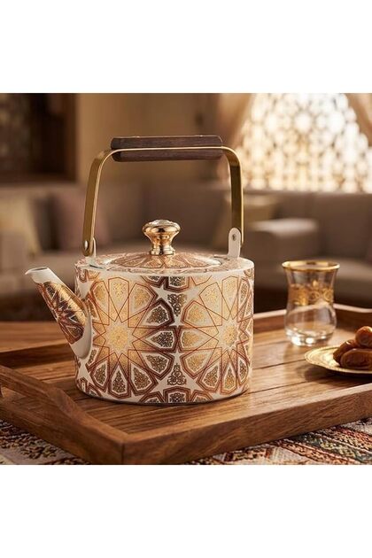 Stainless Steel Water Kettle coffee pot with Wooden Handle heated water pot 1.6L white