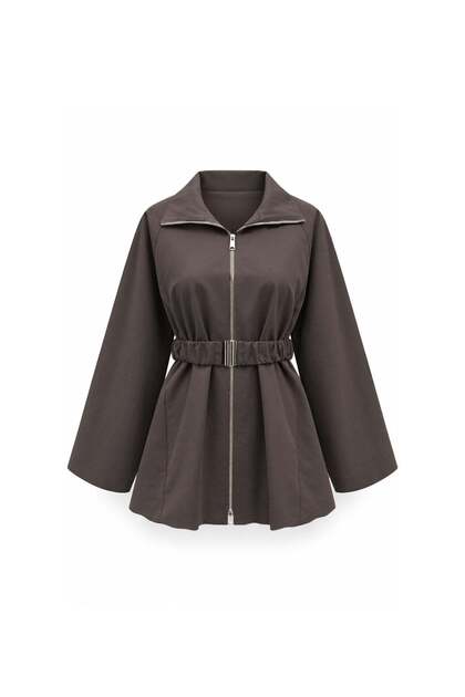 Drawstring Belted Cap Brown
