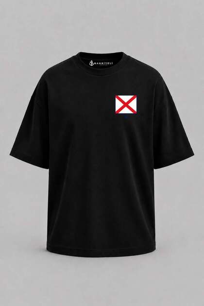 Oversize Letter V Sancak Pocket Printed Unisex T-Shirt