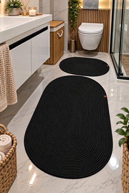Jüt Hasır 2’li Büyük Boy Banyo Paspas Takımı 70x120 ve 40x60 cm Banyo Halısı Klozet Önü Paspası