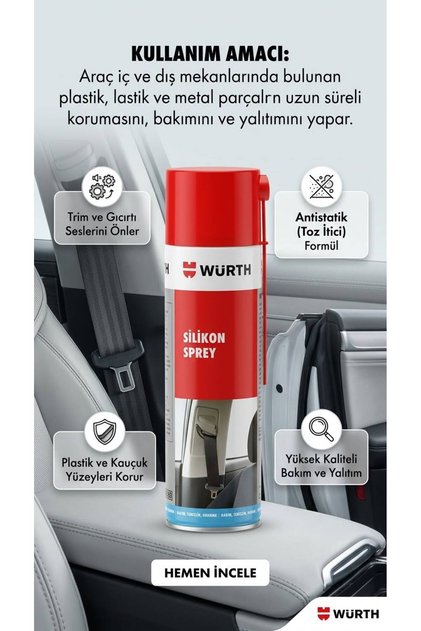 Silikon Sprey 500 ml - Trim Ses Giderici, Emniyet Kemeri Ve Fitil Koruyucu