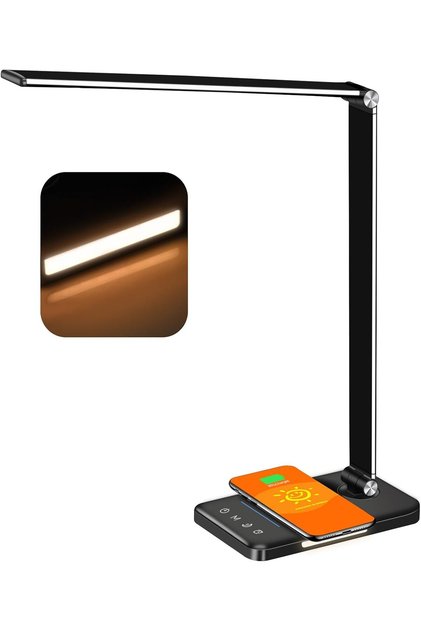 8-in-1 LED Desk Lamp with 10W Fast Wireless Charger and USB Port,5 Color Modes,7 Brightness Levels,Reading Table Lamp