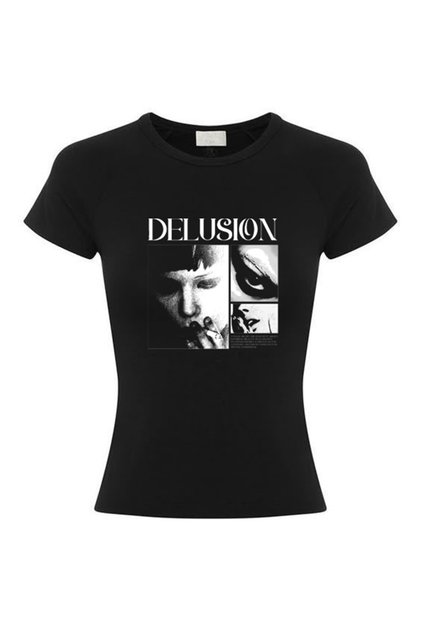 Women's Printed Fitted Baby Tee Short Sleeve Cotton Slim Fit T-Shirt