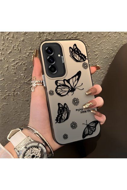 Samsung Galaxy A36/A56 Compatible Plain Feel Case, Line Butterfly Daisy English Slogan Pattern