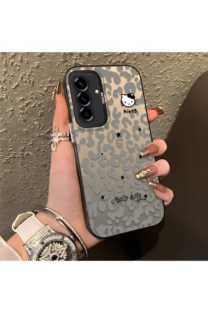 Samsung Galaxy A36/A56 Compatible Gray Leopard Pattern Phone Case, Star English Art Print