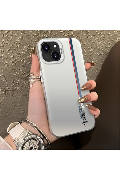 iPhone 13/14 Compatible Speed Race Style Case, Red Blue Vertical Stripe Racing English Motif