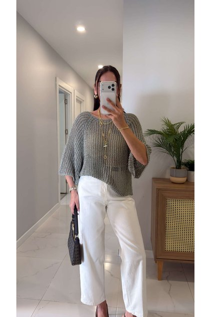 Tides Mint Green Three Quarter Sleeve Knitwear