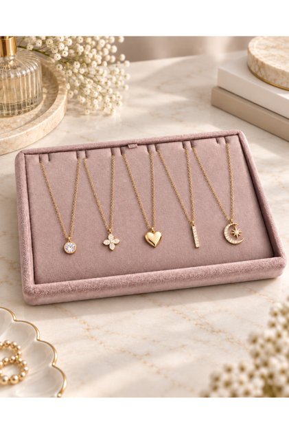 Premium Velvet Necklace Holder 14X22 cm – Necklace Display Tray, Jewelry Store Showcase Jewelry Organizer