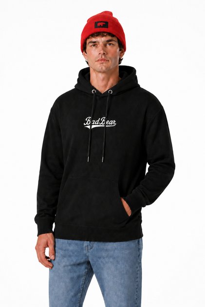 Black Basic Hooded Men's Sweatshirt