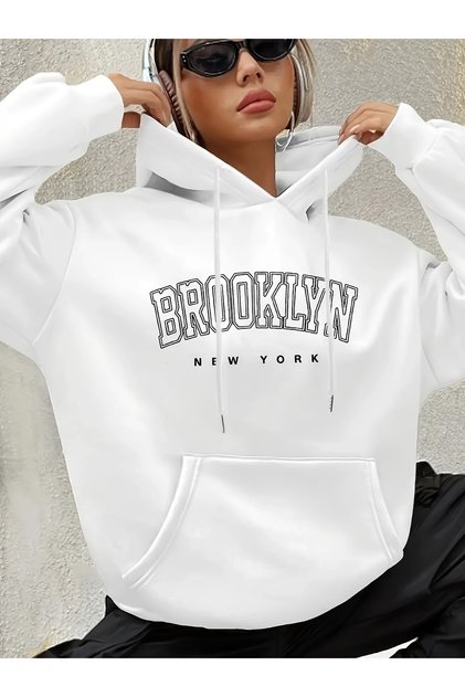 Brooklyn Printed Cotton 3 Thread Threaded Oversize Sweatshirt