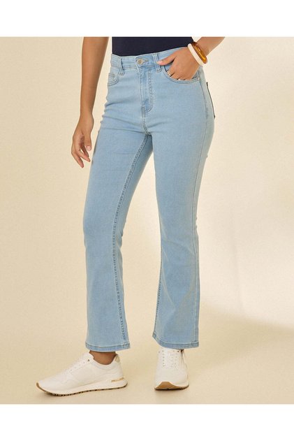 Women Blue High Rise Kick Flare Jeans