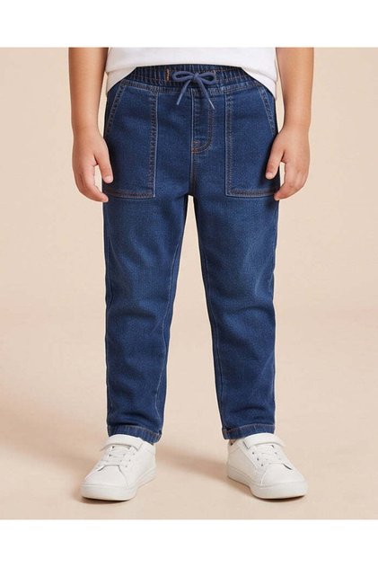 Boys Dark Wash Knitted Pull-On Jeans