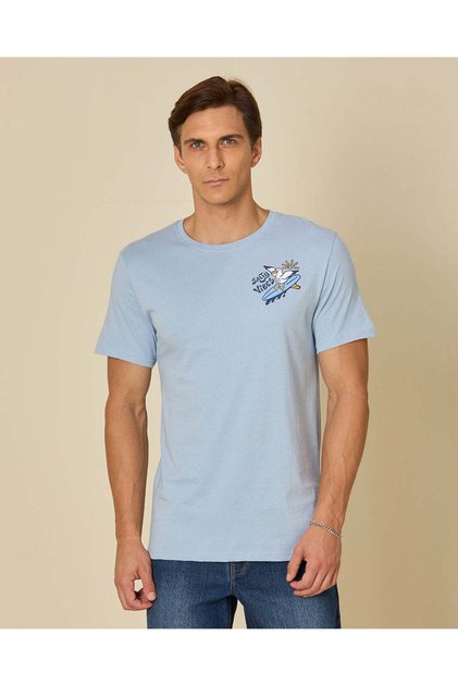 Men Blue Printed T-Shirt