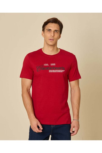 Men Red Printed T-Shirt