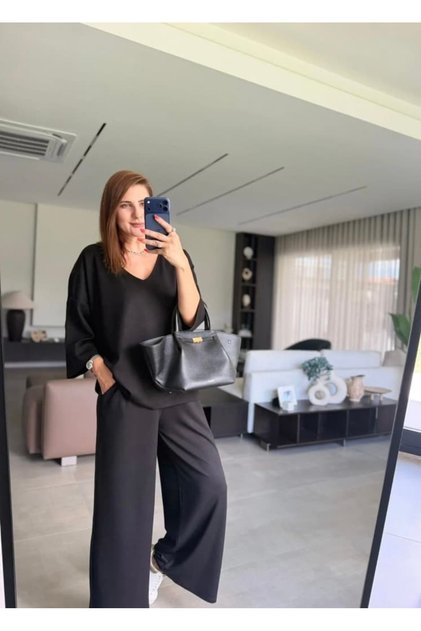Knitted Modal V-Neck Oversize Set