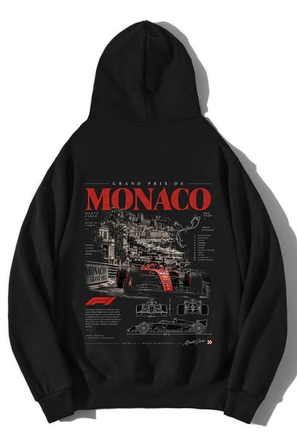 Unisex Oversize Monaco Formula 1 Gp Grand Prix Hoodie Black
