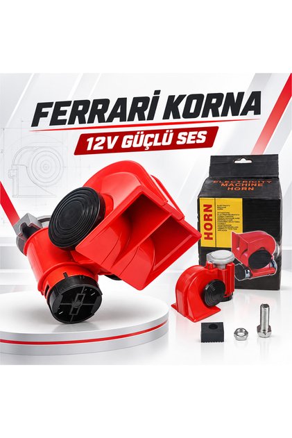 Ferrari Korna Kırmızı 12v Komprosörlü 2 Tonlu F1 Korna