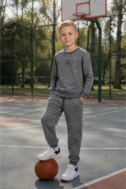 Trening din 2 piese pentru băieți, Bluză de trening și pantaloni jogger cu talie elastică, regular fit
