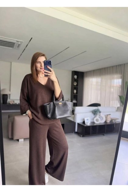 Örme Modal V Yaka Oversize Takım