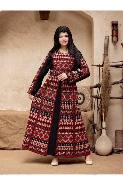 Embroidered Heritage Two-Piece Crepe Jalabiya - Luxurious Embroidered Gown with Open Cardigan