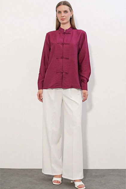 Designer Button Shirt Bordo