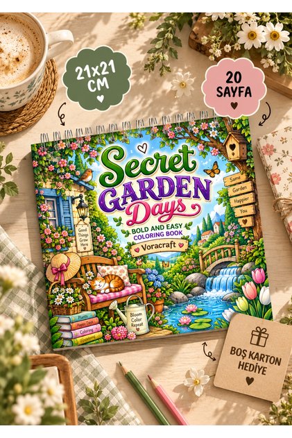 Garden Themed Secret Garden Days Coloring Book, 21X21 cm Coloring Book 2by0003
