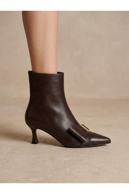 Genuine Leather Zippered Boots Women's Shoes