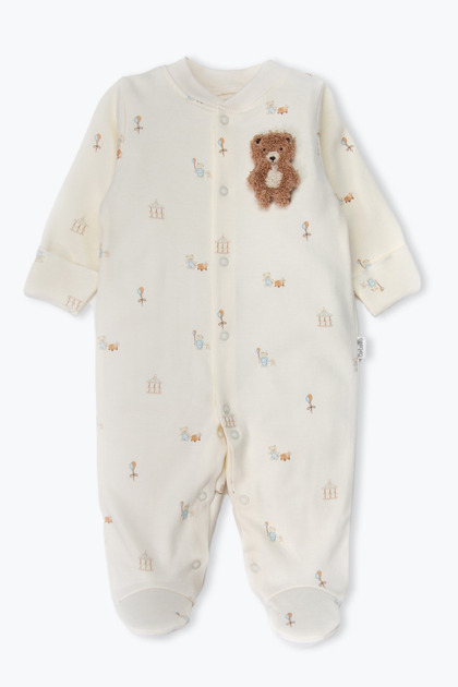 Interlock Bootie Jumpsuit (My First Playmate) Ecru